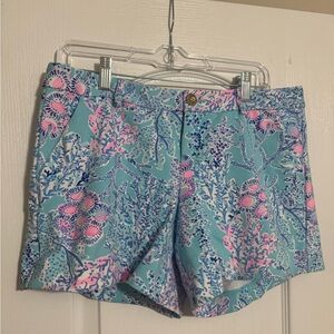 Lilly Pulitzer Floral Blue and Pink Women's Shorts
